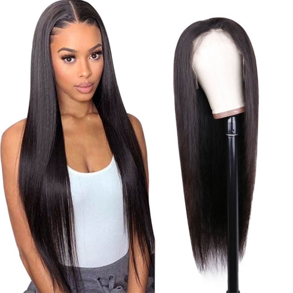 4x4 Closure Wig Remy Virgin 100% Straight Human Hair Swiss lace front wigs